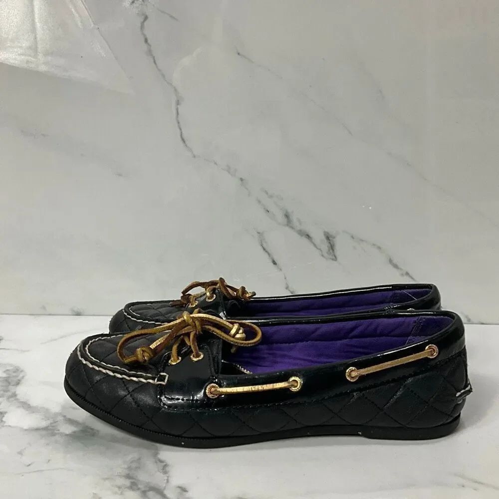 SPERRY Black Quilted Boat Shoes